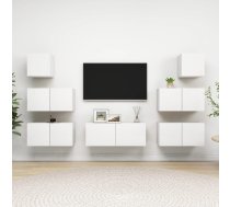 7-Daļīgs Tv Plauktu Komplekts, Balts, Inženierijas Koks Vidaxl 8720286570050