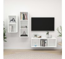 3-Daļīgs Tv Plauktu Komplekts, Balts, Inženierijas Koks Vidaxl 8720286590300