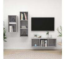 3-Daļīgs Tv Plauktu Komplekts, Betona Pelēks, Inženierijas Koks Vidaxl 8720286590348