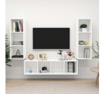 3-Daļīgs Tv Plauktu Komplekts, Balts, Inženierijas Koks Vidaxl 8720286590485