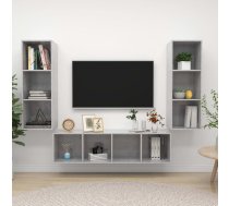 3-Daļīgs Tv Plauktu Komplekts, Betona Pelēks, Inženierijas Koks Vidaxl 8720286590522