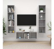 3-Daļīgs Tv Plauktu Komplekts, Betona Pelēks, Inženierijas Koks Vidaxl 8720286590614
