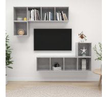 4-Daļīgs Tv Plauktu Komplekts, Betona Pelēks, Inženierijas Koks Vidaxl 8720286591154