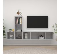 3-Daļīgs Tv Plauktu Komplekts, Betona Pelēks, Inženierijas Koks Vidaxl 8720286591338