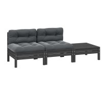 3-Daļīgs Dārza Atpūtas Mēbeļu Komplekts Ar Matračiem, Priede Vidaxl 8720286671160