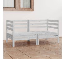Divvietīgs Dārza Dīvāns, Balts Priedes Masīvkoks Vidaxl 8720286682708