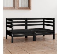 Divvietīgs Dārza Dīvāns, Melns Priedes Masīvkoks Vidaxl 8720286682739