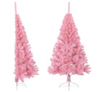 Mākslīgā Ziemassvētku Egle Ar Statīvu, Pusapaļa, 120 Cm, Rozā Vidaxl 8720287021407