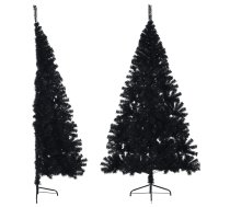 Mākslīgā Ziemassvētku Egle Ar Statīvu, Pusapaļa, 210 Cm, Melna Vidaxl 8720287021483