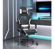 Masāžas Datorspēļu Krēsls Ar Kāju Balstu, Melns Un Balts Audums Vidaxl 8720287144298