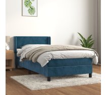 Atsperu Gulta Ar Matraci, Tumši Zils Samts, 90X200 Cm Vidaxl 8720287325949
