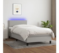 Atsperu Gulta Ar Matraci, Led, Gaiši Pelēks Audums, 90X200 Cm Vidaxl 8720287365693