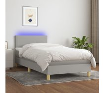 Atsperu Gulta Ar Matraci, Led, Gaiši Pelēks Audums, 90X200 Cm Vidaxl 8720287370499