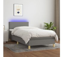 Atsperu Gulta Ar Matraci, Led, Tumši Pelēks Audums, 90X200 Cm Vidaxl 8720287370505