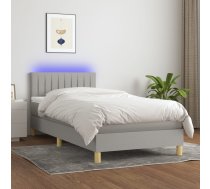 Atsperu Gulta Ar Matraci, Led, Gaiši Pelēks Audums, 90X200 Cm Vidaxl 8720287373698