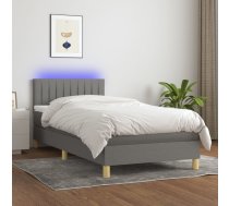 Atsperu Gulta Ar Matraci, Led, Tumši Pelēks Audums, 90X200 Cm Vidaxl 8720287373704