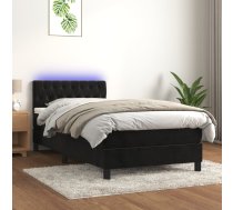 Atsperu Gulta Ar Matraci, Led, Melns Samts, 90X200 Cm Vidaxl 8720287380870
