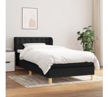 Atsperu Gultas Rāmis Ar Matraci, Melna, 90X200 Cm, Audums Vidaxl 8720287409717