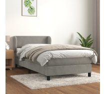 Atsperu Gulta Ar Matraci, Gaiši Pelēka Samts, 90X200 Cm Vidaxl 8720287412250