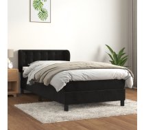 Atsperu Gulta Ar Matraci, Melna Samts, 90X200 Cm Vidaxl 8720287415879
