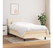 Atsperu Gultas Rāmis Ar Matraci, Krēmkrāsas, 90X200 Cm, Audums Vidaxl 8720287446941