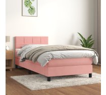 Atsperu Gulta Ar Matraci, Rozā Samts, 90X200 Cm Vidaxl 8720287459507