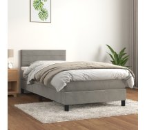 Atsperu Gulta Ar Matraci, Gaiši Pelēka Samts, 90X200 Cm Vidaxl 8720845500054
