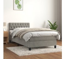 Atsperu Gulta Ar Matraci, Gaiši Pelēka Samts, 90X200 Cm Vidaxl 8720845501259