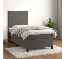 Atsperu Gulta Ar Matraci, Tumši Pelēka Samts, 90X200 Cm Vidaxl 8720845515461