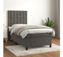 Atsperu Gulta Ar Matraci, Tumši Pelēka Samts, 90X200 Cm Vidaxl 8720845519063