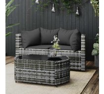 3-Daļīgs Dārza Atpūtas Mēbeļu Komplekts, Pelēka Pe Rotangpalma Vidaxl 8720845672751