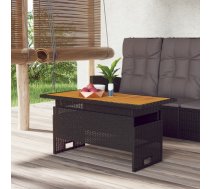 Dārza Galds, 100X50X43/63Cm, Akācija, Pe Rotangpalma, Melns Vidaxl 8720845717728