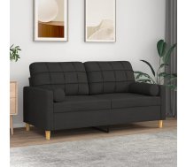 Divvietīgs Dīvāns Ar Spilveniem, Melns, 140 Cm, Audums Vidaxl 8721012057531