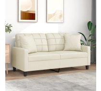 Divvietīgs Dīvāns Ar Spilveniem, Krēmkrāsas, Mākslīgā Āda Vidaxl 8721012057715
