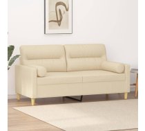 Divvietīgs Dīvāns Ar Spilveniem, Krēmkrāsas, 140 Cm, Audums Vidaxl 8721012057906
