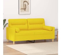 Divvietīgs Dīvāns Ar Spilveniem, Gaiši Dzeltens, 140 Cm, Audums Vidaxl 8721012057937