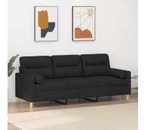 Trīsvietīgs Dīvāns Ar Spilveniem, Melns, 180 Cm, Audums Vidaxl 8721012058002