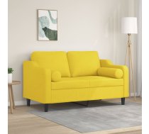 Divvietīgs Dīvāns Ar Spilveniem, Gaiši Dzeltens, 120 Cm, Audums Vidaxl 8721012058095