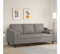 Trīsvietīgs Dīvāns Ar Spilveniem, Pelēkbrūns, 180 Cm, Audums Vidaxl 8721012058279