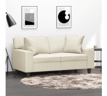 Divvietīgs Dīvāns Ar Spilveniem, Krēmkrāsas, Mākslīgā Āda Vidaxl 8721012058293