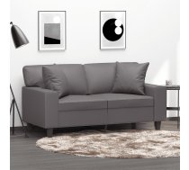 Divvietīgs Dīvāns Ar Spilveniem, Pelēks, 120 Cm, Mākslīgā Āda Vidaxl 8721012058309
