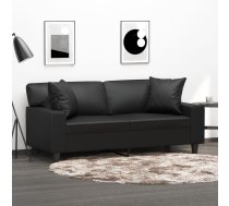 Divvietīgs Dīvāns Ar Spilveniem, Melns, 140 Cm, Mākslīgā Āda Vidaxl 8721012058330
