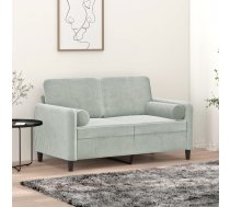 Divvietīgs Dīvāns Ar Spilveniem, Gaiši Pelēks, 120 Cm, Samts Vidaxl 8721012058385