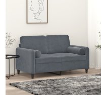 Divvietīgs Dīvāns Ar Spilveniem, Tumši Pelēks, 120 Cm, Samts Vidaxl 8721012058392