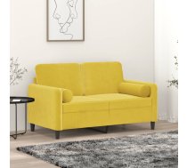 Divvietīgs Dīvāns Ar Spilveniem, Dzeltens, 120 Cm, Samts Vidaxl 8721012058446
