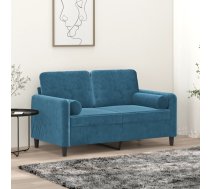 Divvietīgs Dīvāns Ar Spilveniem, Zils, 120 Cm, Samts Vidaxl 8721012058477