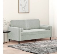Divvietīgs Dīvāns Ar Spilveniem, Gaiši Pelēks, 140 Cm, Samts Vidaxl 8721012058484