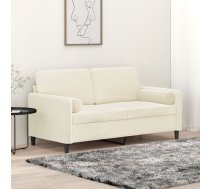 Divvietīgs Dīvāns Ar Spilveniem, Krēmkrāsas, 140 Cm, Samts Vidaxl 8721012058569