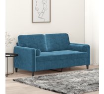 Divvietīgs Dīvāns Ar Spilveniem, Zils, 140 Cm, Samts Vidaxl 8721012058576