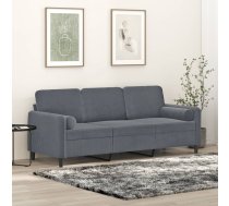 Trīsvietīgs Dīvāns Ar Spilveniem, Tumši Pelēks, 180 Cm, Samts Vidaxl 8721012058590